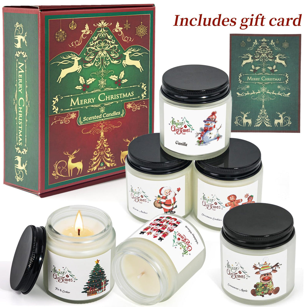 FKJOL holiday fire candle jar with comforting fragrance