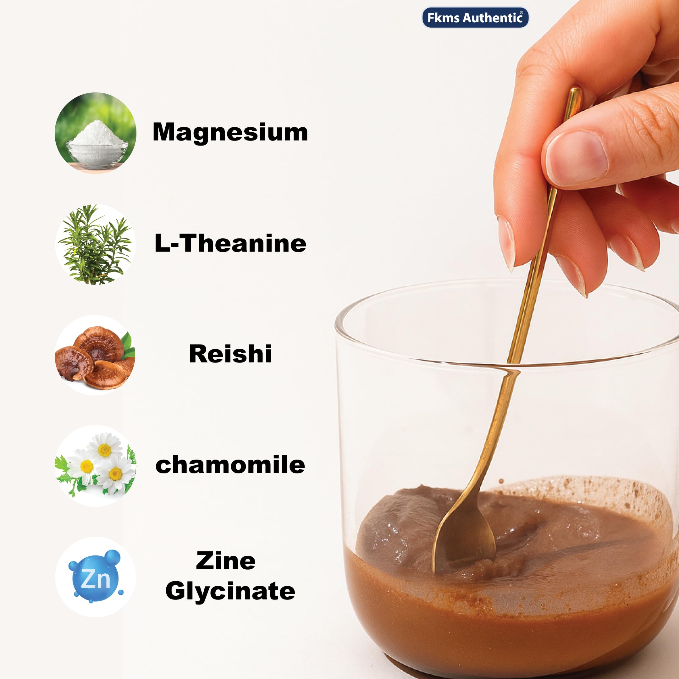 Close-up of magnesium glycinate and taurate in FKMS Cocoa