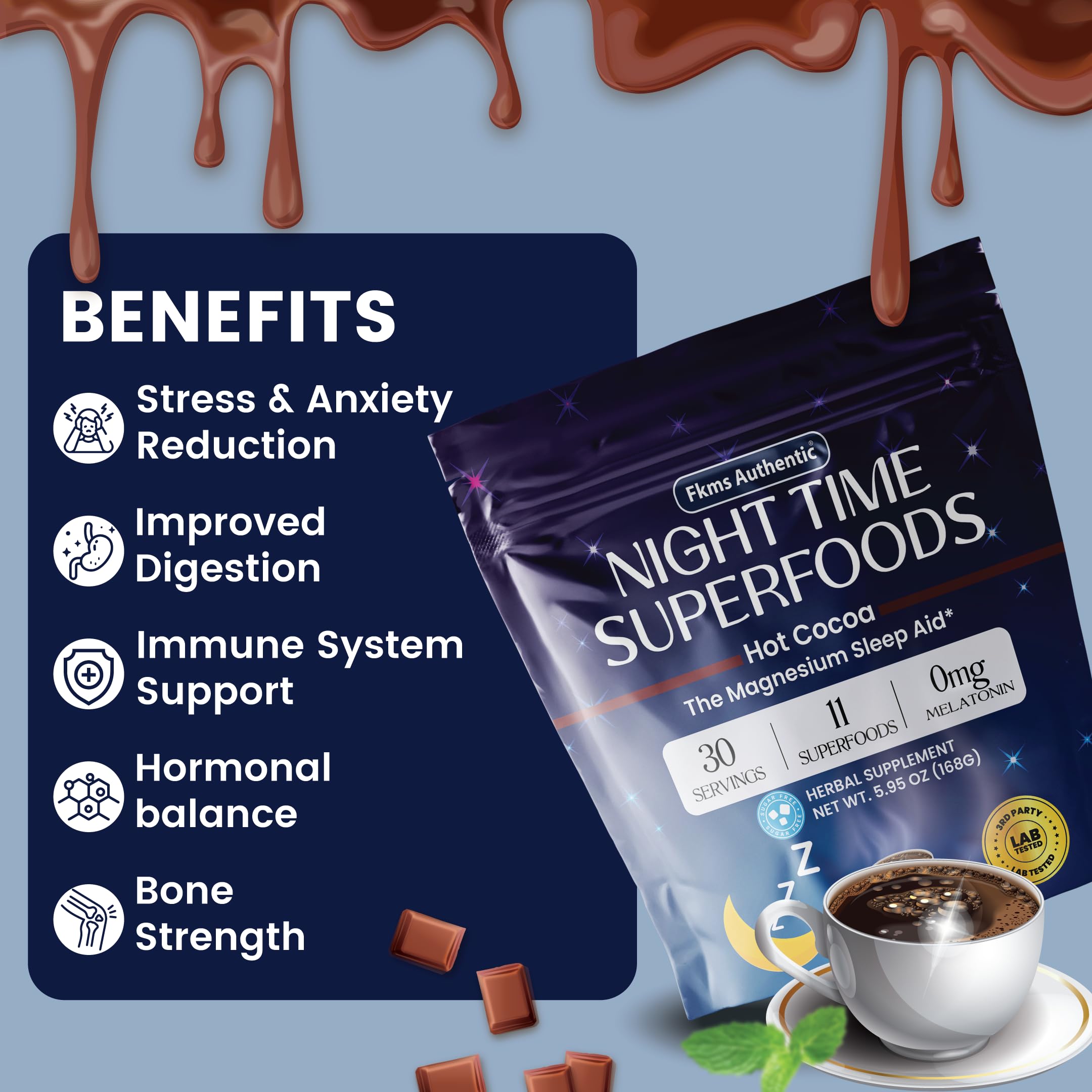 Zinc in FKMS Cocoa supports a calm nighttime routine