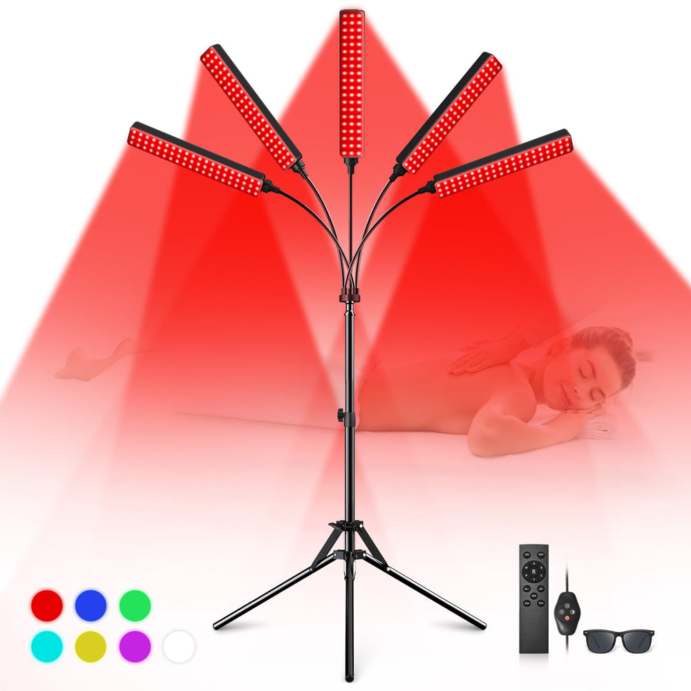 FlaoAito 5-head red-light panel for balanced facial therapy