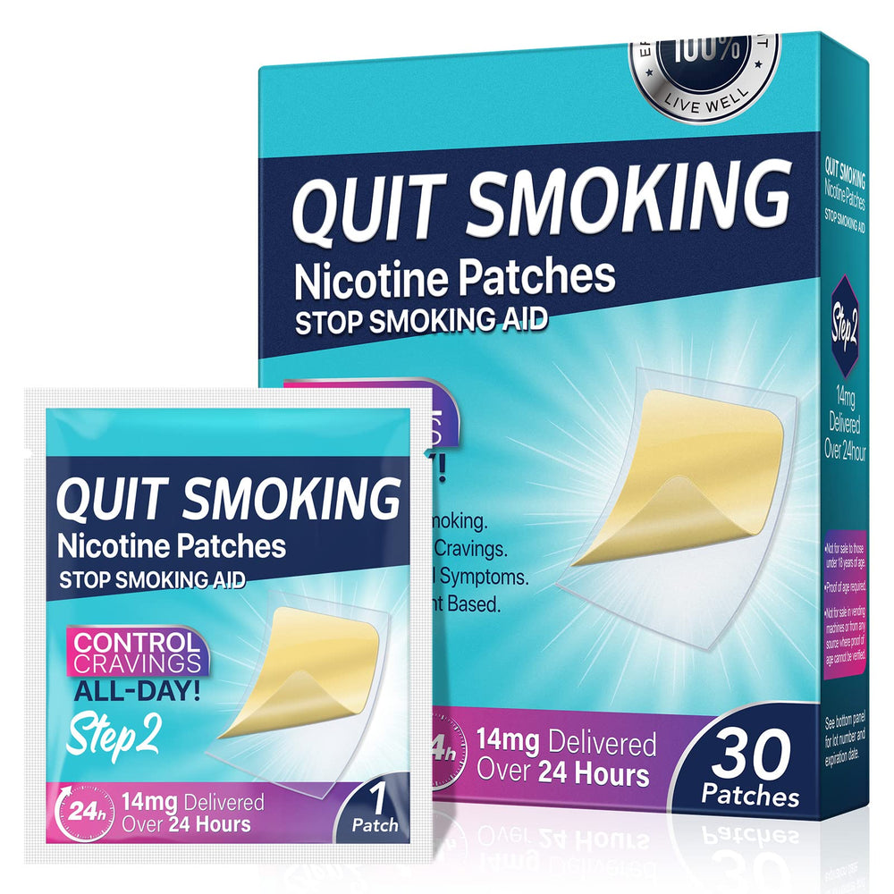 FlameBeauty nicotine patches 30-count pack on a clean surface for gradual reduction.
