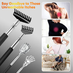 Flanker-L telescoping back scratcher extended handle shows easy access to itchy spots.