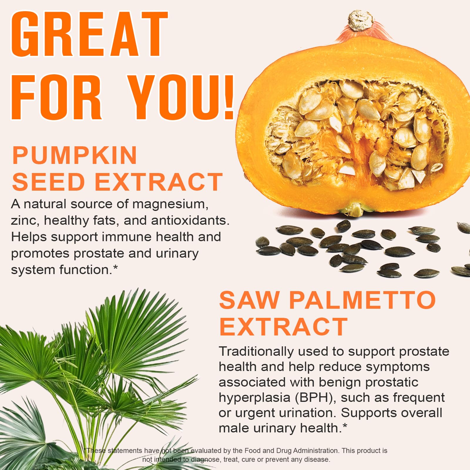 Flasture saw palmetto extract graphic indicating prostate support potential.