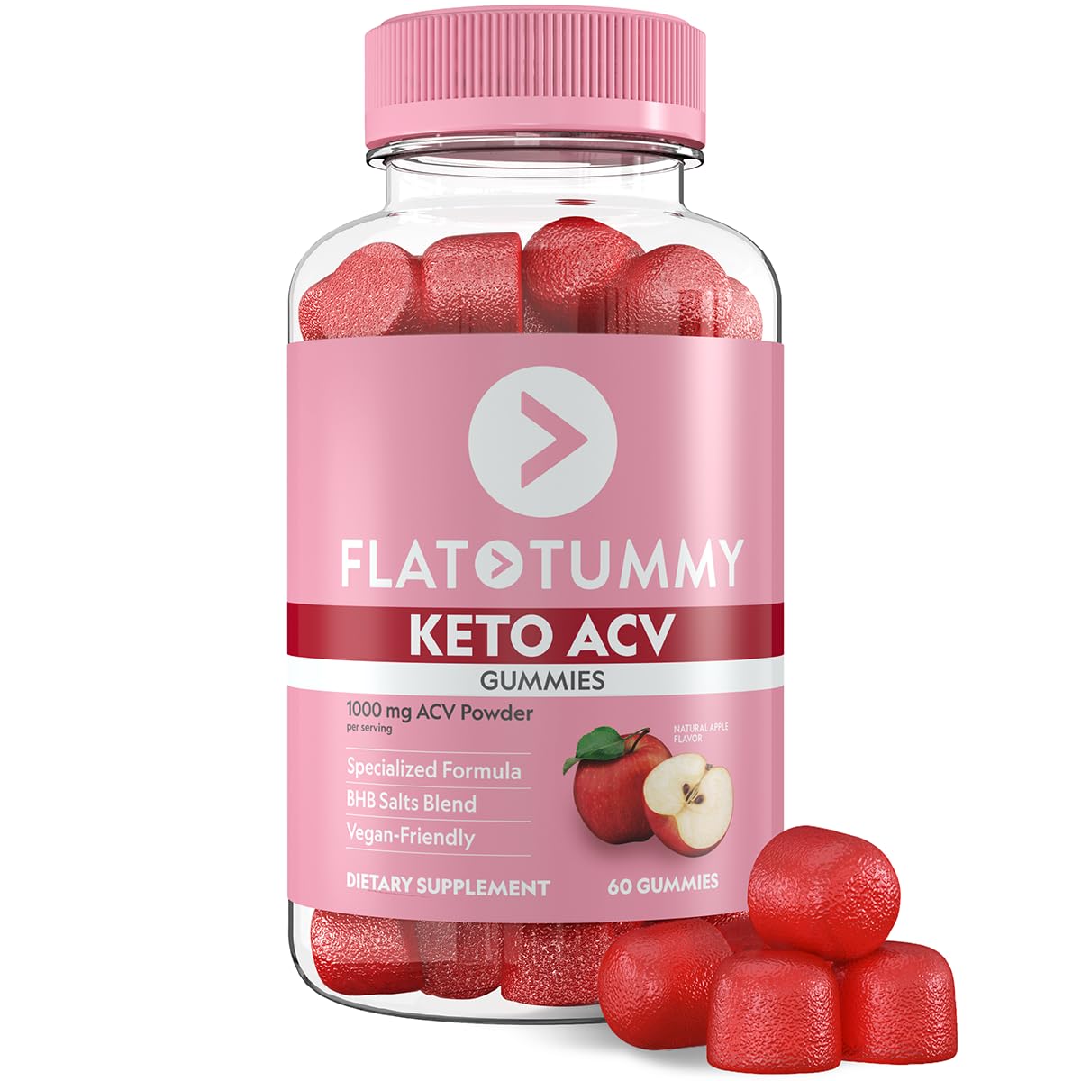 Flat Tummy Keto ACV Gummies bottle on table, convenient daily keto option.
