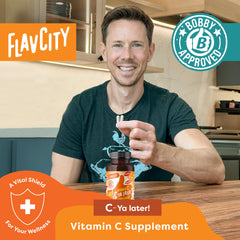 FlavCity C-Ya Later capsules shown as part of a daily routine