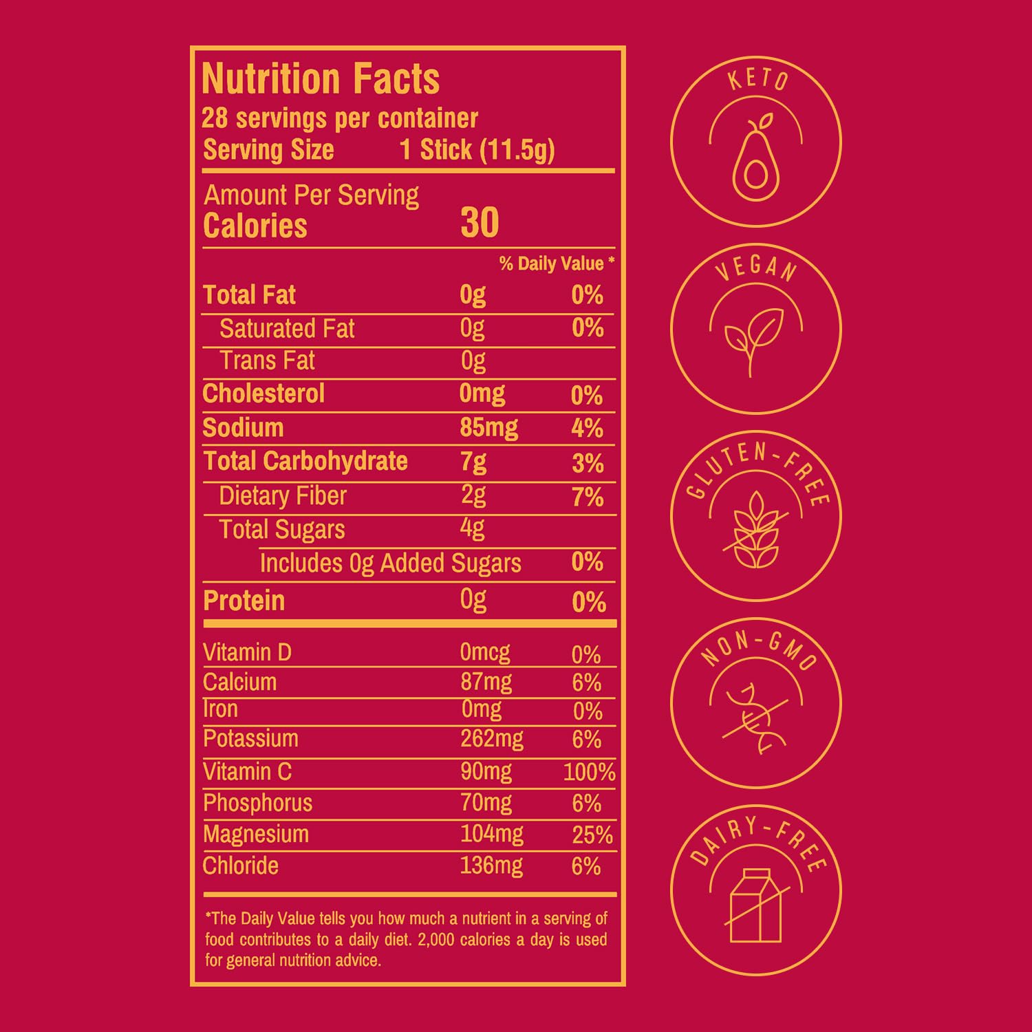 FlavCity Fruit Punch electrolyte packet back view highlighting ingredients
