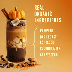 FlavCity pumpkin spice powder scoop ready for quick shakes