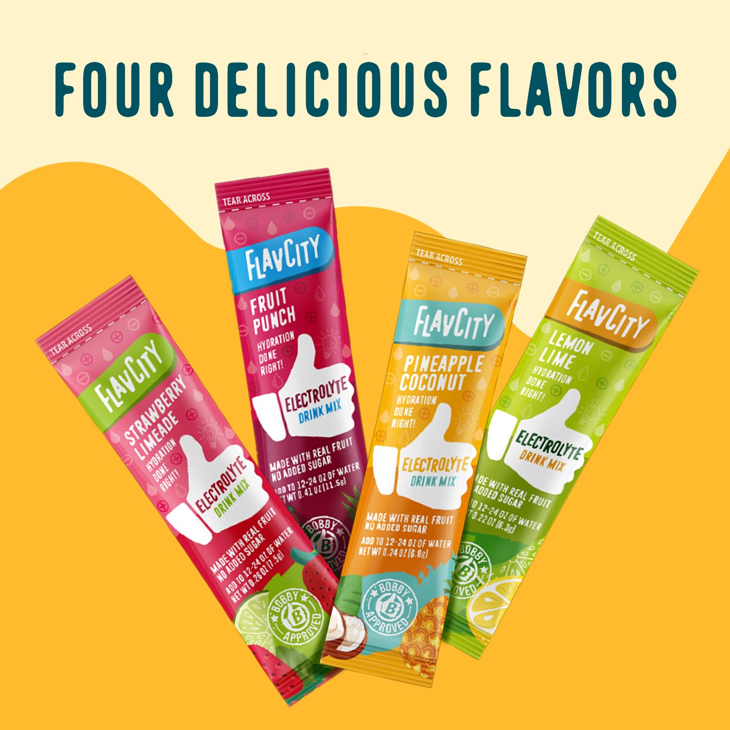 Travel-ready FlavCity Pineapple Coconut electrolytes packets tucked in a bag