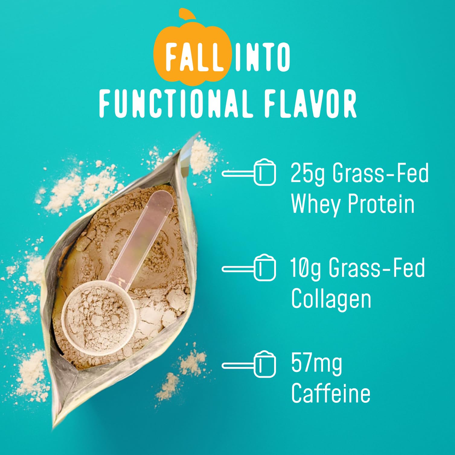 FlavCity pumpkin spice shake poured into a glass for a cozy breakfast