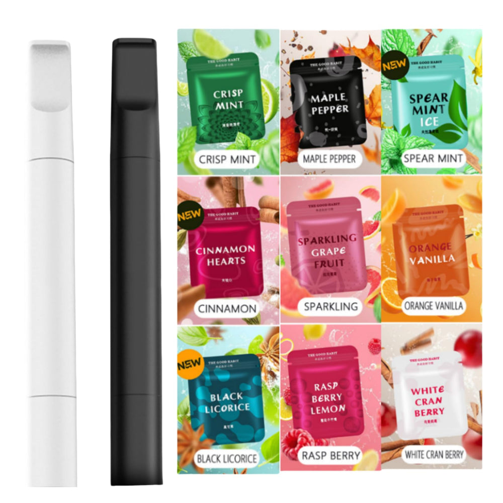 Flavored non-nicotine air device with sleek body for discreet use.