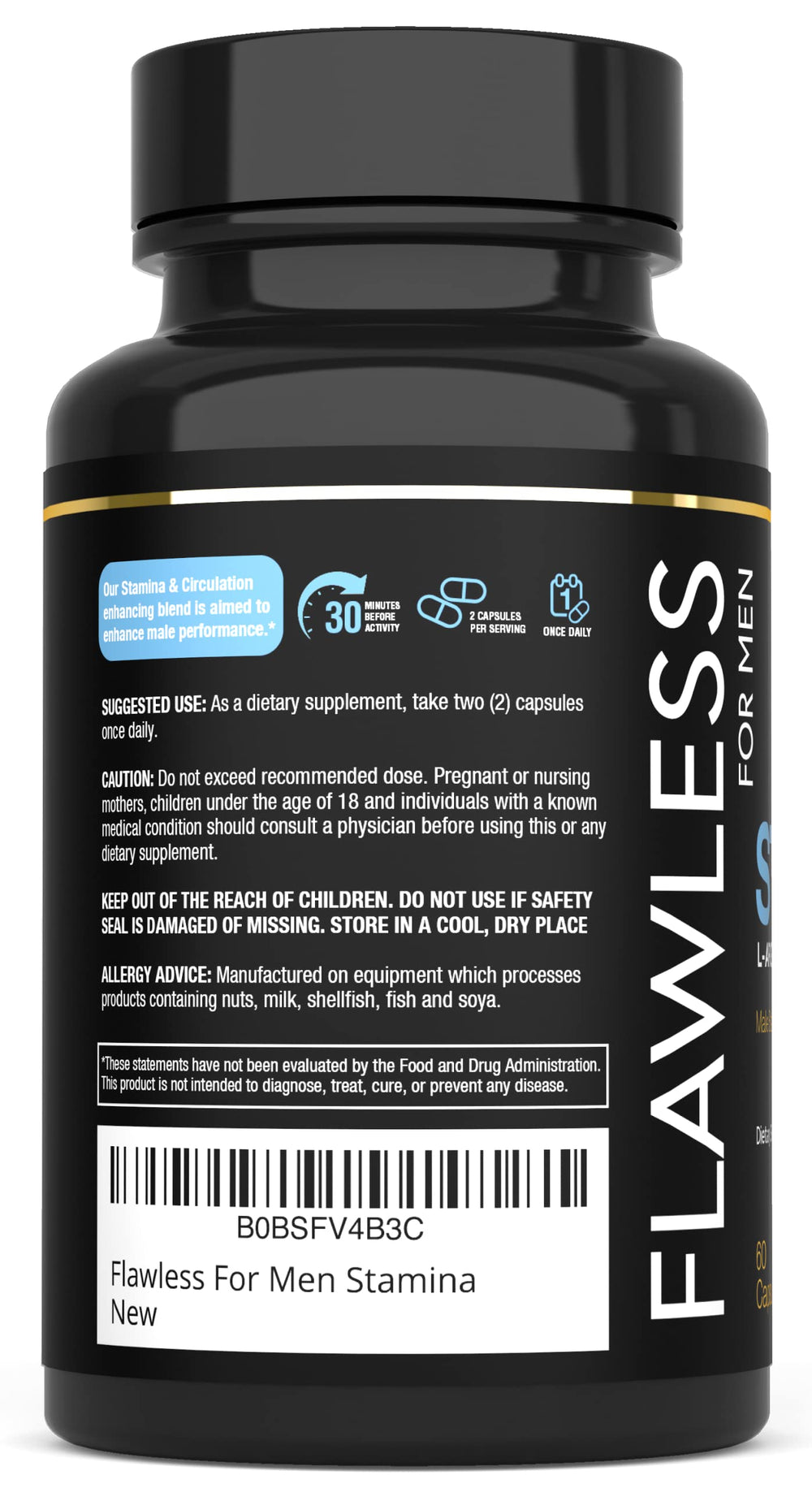 Flawless For Men Stamina packaging beside workout gear for active lifestyle.