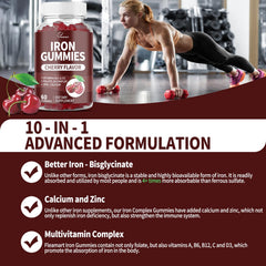 Fleamart Iron Gummies ingredient icons showing nine nutrients for balanced daily nutrition