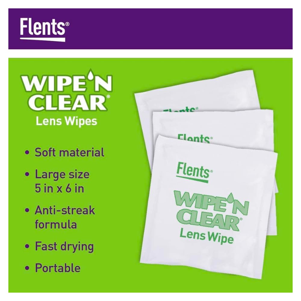 Flents Wipe'N Clear wipes clean glass and plastic lenses
