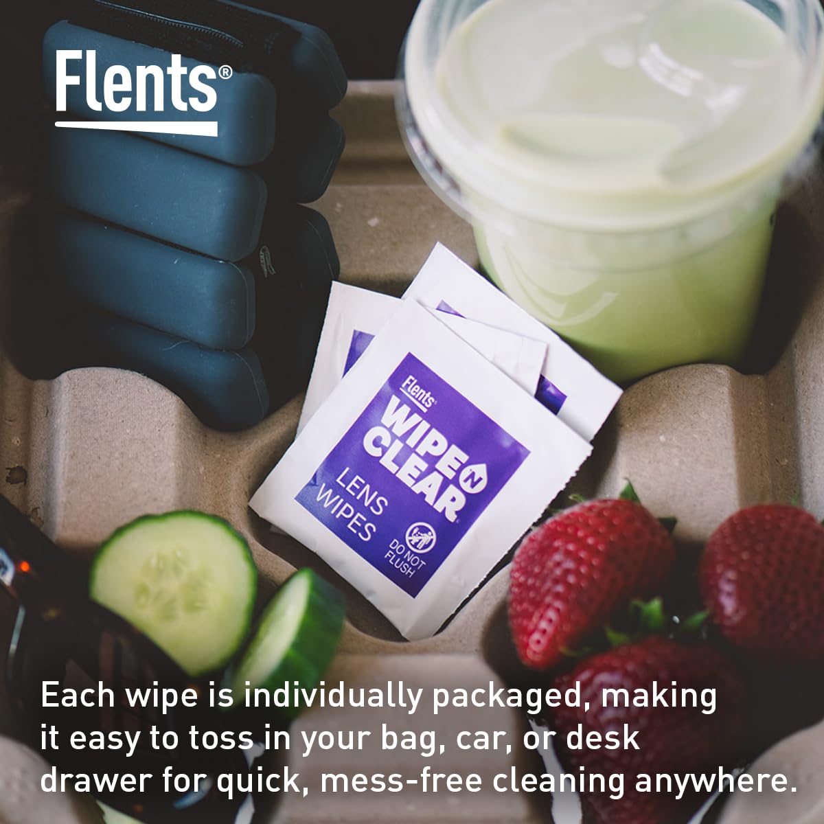 Flents Wipe N Clear streak-free, fast-drying formula for glasses and sunglasses.