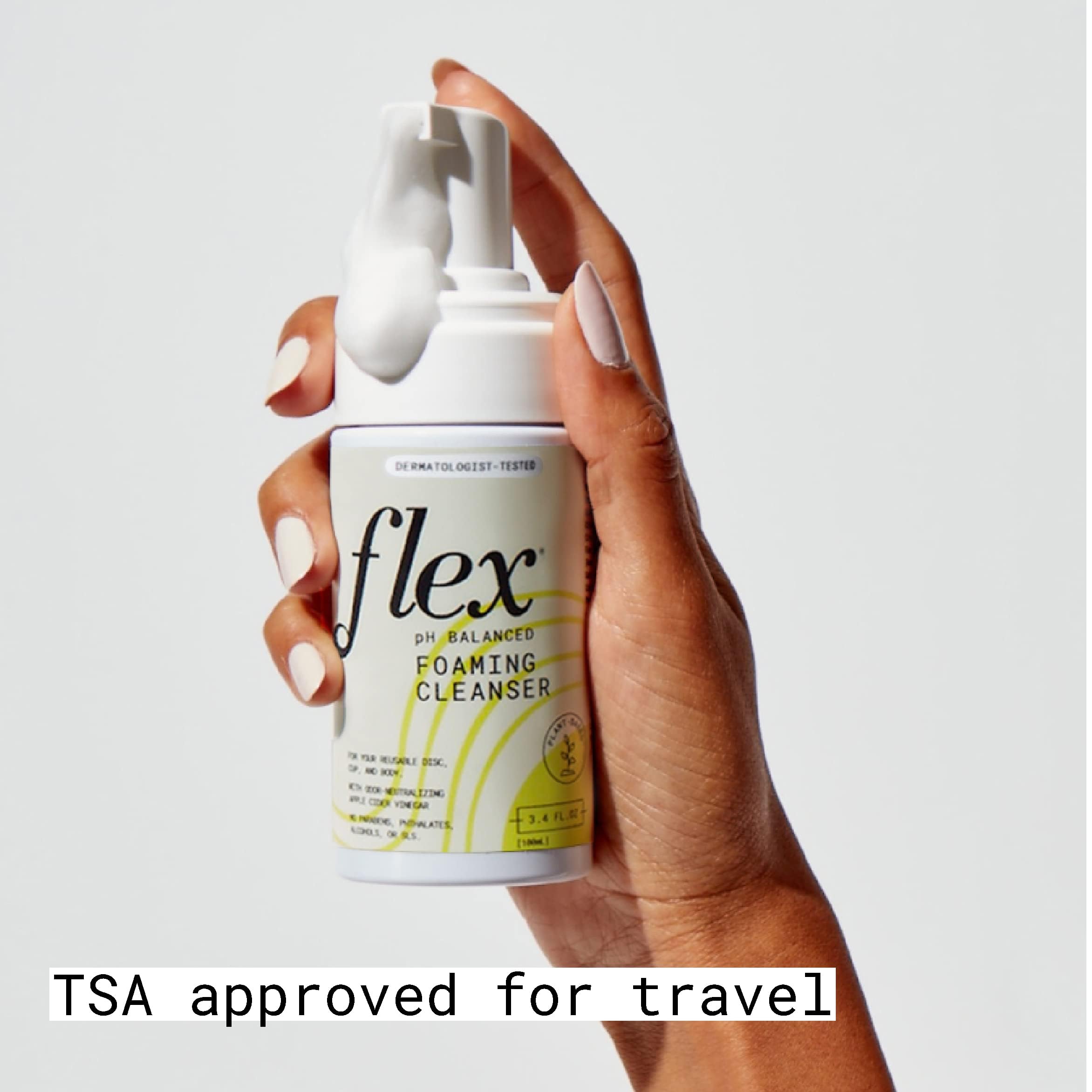 Flex Biodegradable Wipes pack shows travel-friendly, pH-balanced cleansing option.