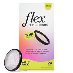 Flex Disc comfort insertion shows beginner-friendly placement for a comfortable, discreet period.