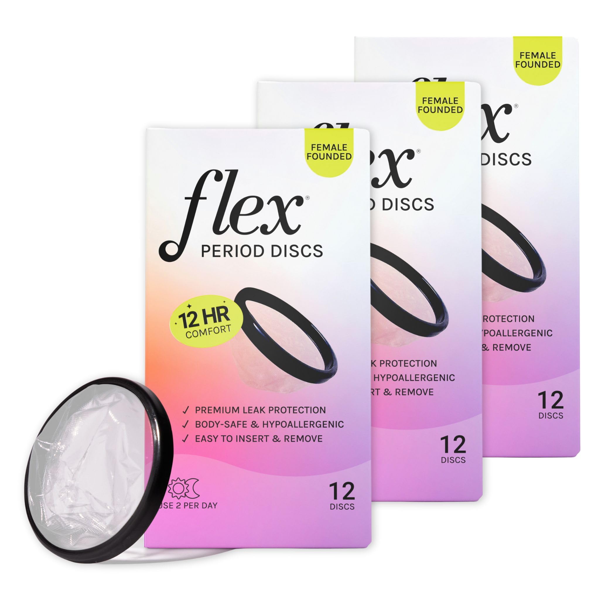 Flex Disc three-pack packaging shown for convenient on-the-go protection.