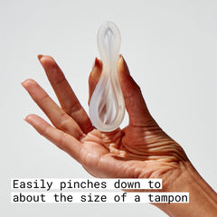 Flex disc shows 70 mL capacity for extended wear