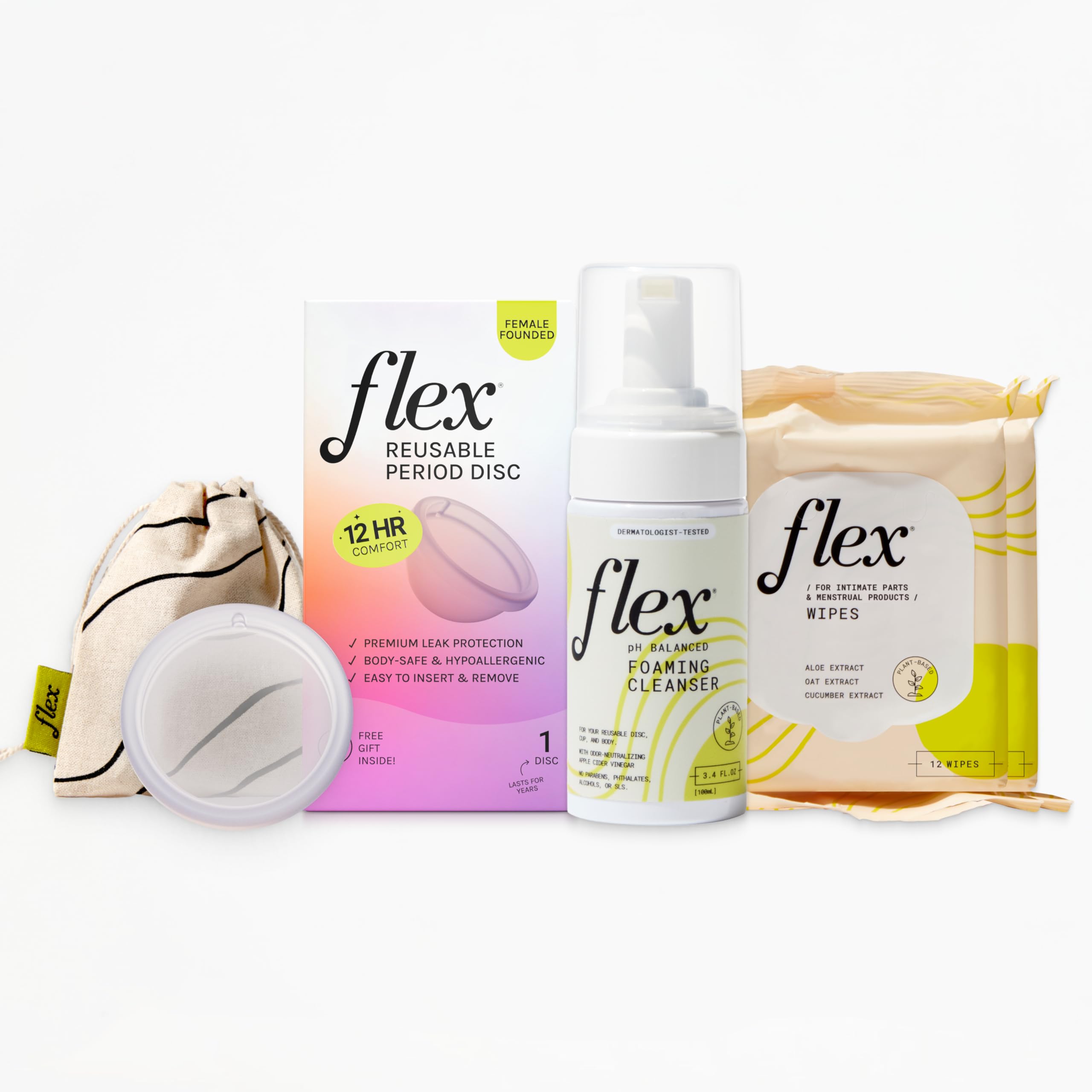Flex Reusable Disc close-up of smooth silicone surface for comfortable wear.