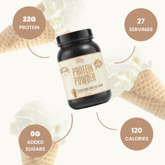 Flexible Dieting Lifestyle whey vanilla scoop highlights convenient protein for snacks.