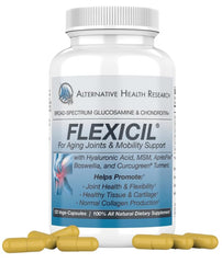 Flexicil bottle front shows joint mobility support for daily activity.