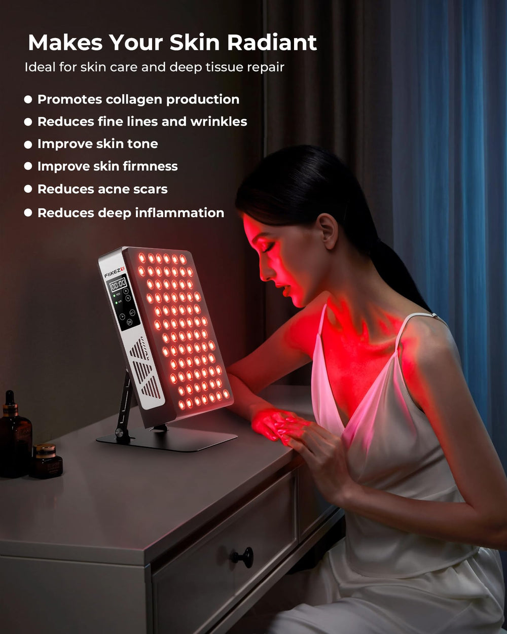 Flikeze 660nm-only visual highlighting focused red light exposure.