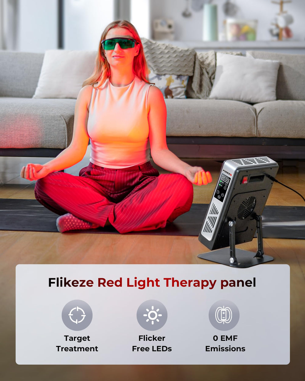 Flikeze timer display illustrating 5–30 minute session options.