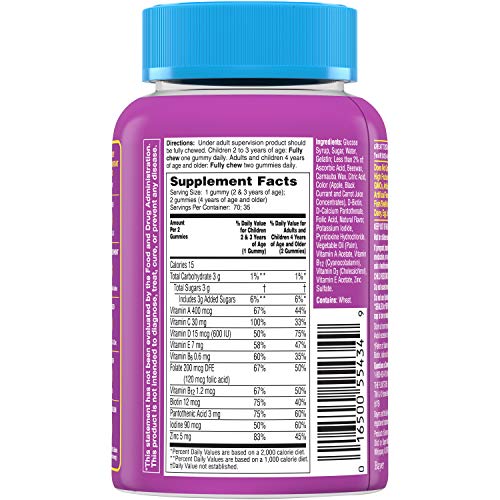 Flintstones daily dose depicts a simple two-gummy routine for older kids.