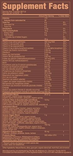 Flip My Life Flip 7 chocolate tub closeup emphasizes plant based protein and gut friendly nutrition.