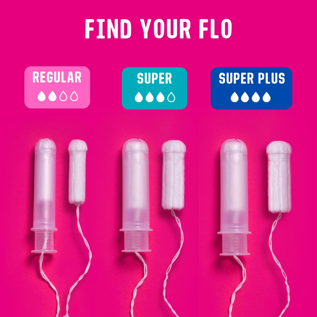 Flo chlorine-free label emphasizes absence of chlorine bleach and synthetic additives.