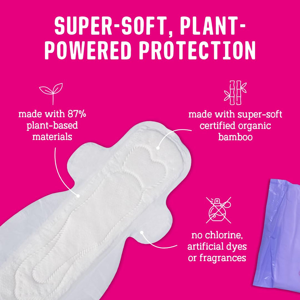 Toallas FLO para piel sensible, sin cloro ni fragancias, cuidando la vulva.