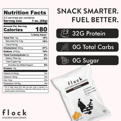 Flock Keto Chicken Skin Chips close-up reveals crisp, savory texture.