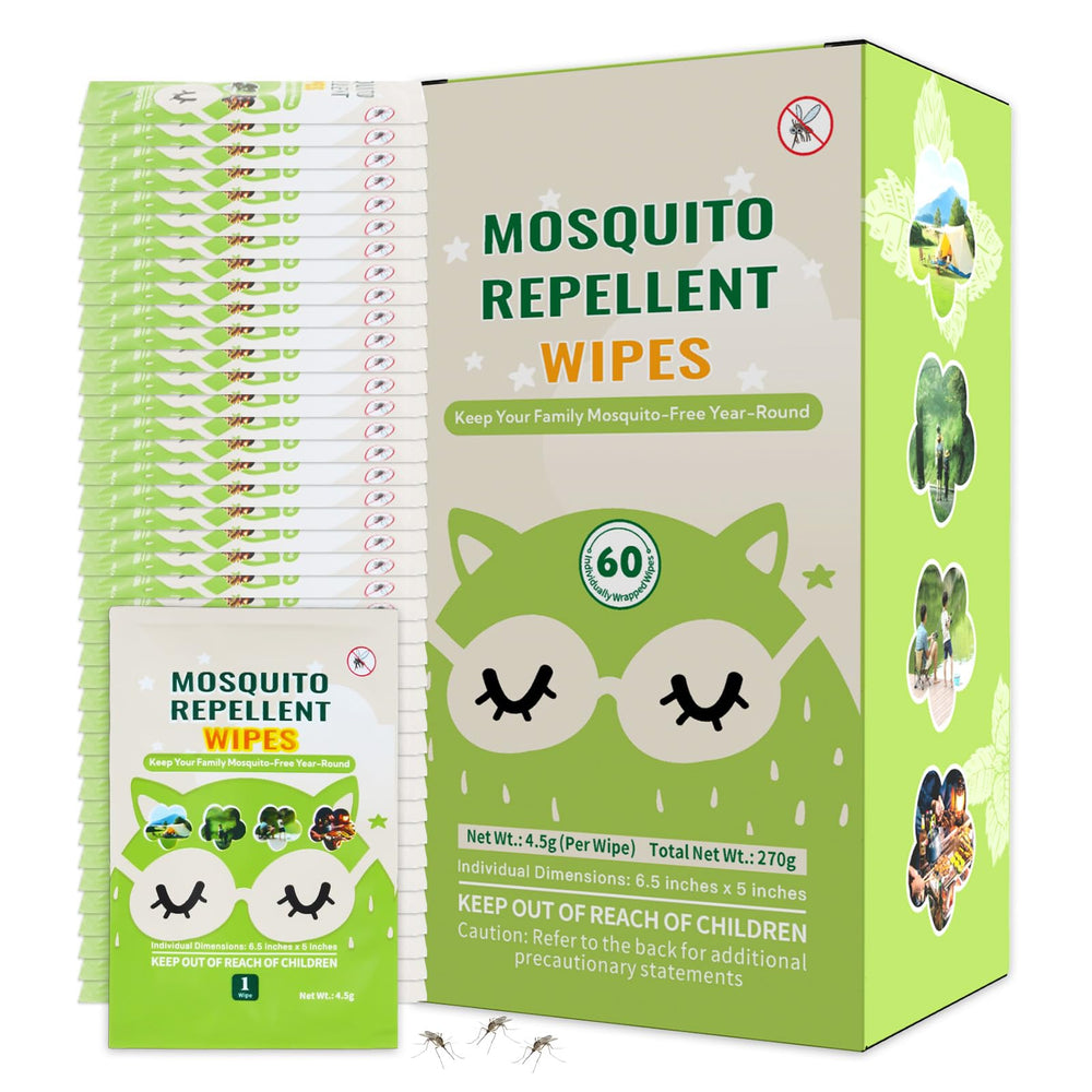 FLODTEEK Mosquito Wipes: individually wrapped for portable, mess-free protection on outdoor adventures.