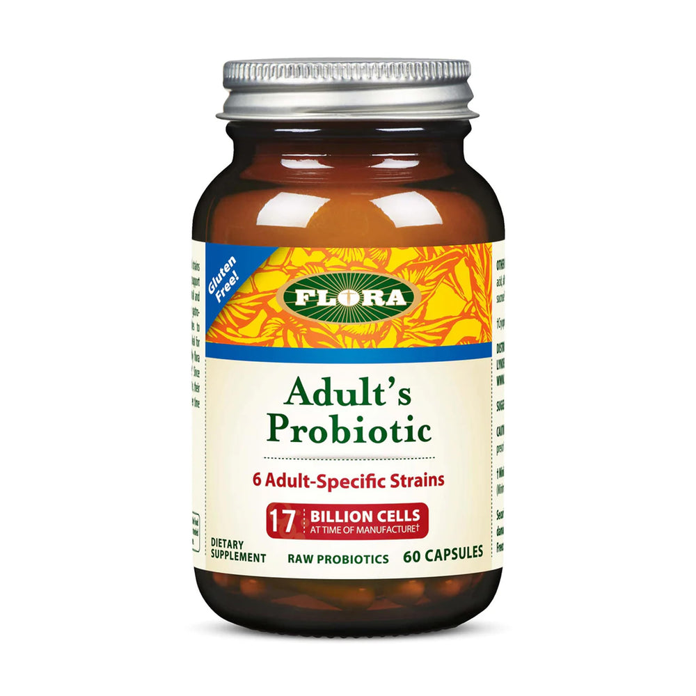 Flora Adult’s Probiotic bottle for daily gut support.