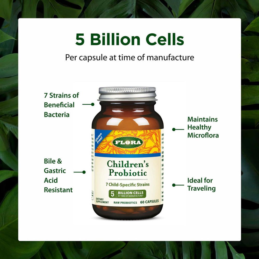 Graphic on packaging illustrates seven strains for young gut balance