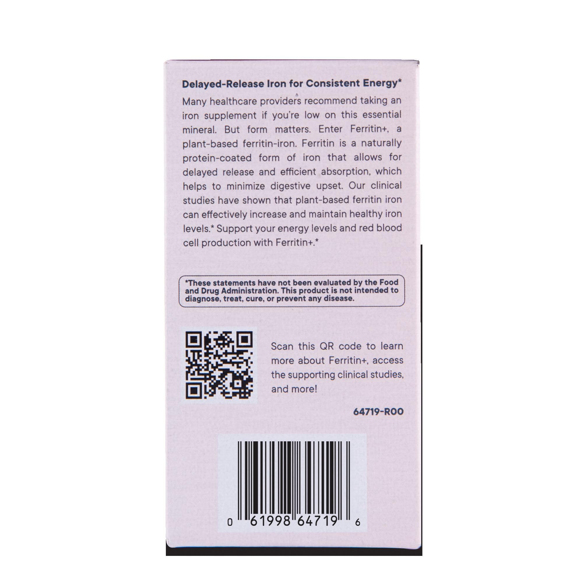 Flora Ferritin+ delayed-release capsule designed for absorption.