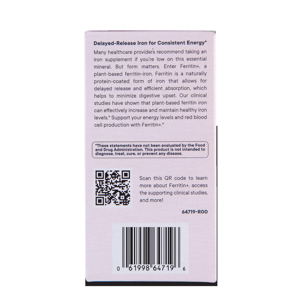 Flora Ferritin+ delayed-release capsule designed for absorption.