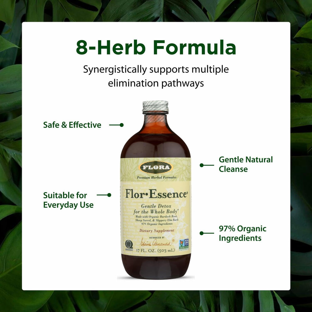 Flor-Essence label highlights vegan, pure formula.