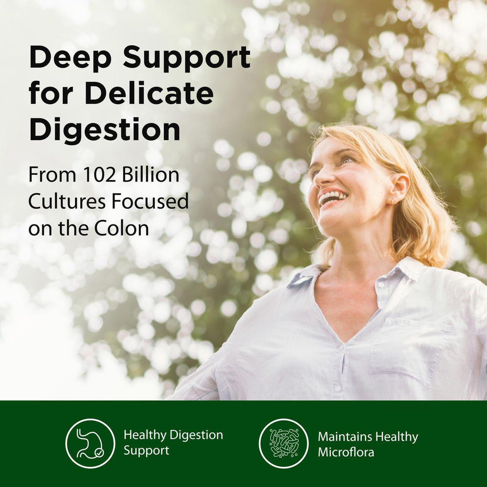 Flora packaging highlights 102 billion CFU potency and eight probiotic strains