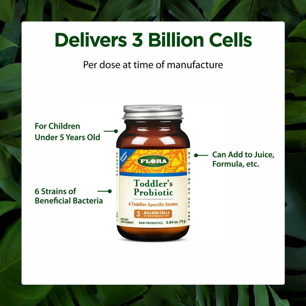 Flora probiotic powder mixed into yogurt for kid-friendly consumption