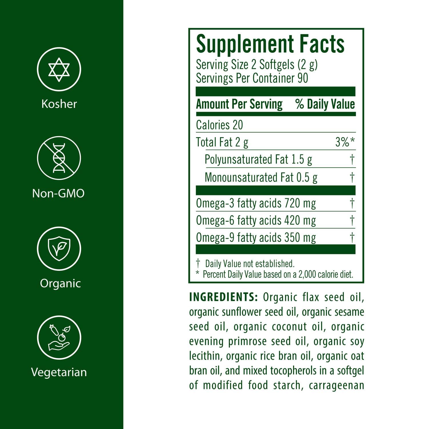 Flora Udo's Oil 3-6-9 capsules ready for convenient omega-3 and omega-6 intake.