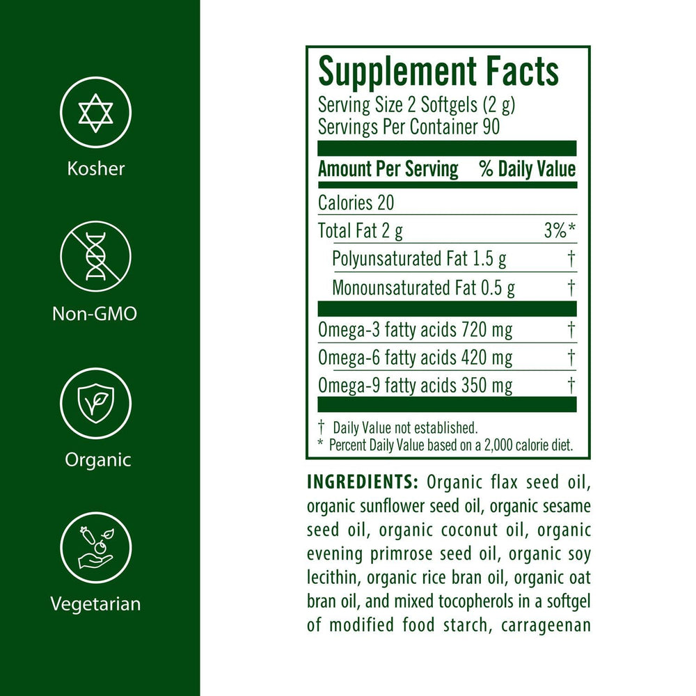 Flora Udo's Oil 3-6-9 capsules ready for convenient omega-3 and omega-6 intake.