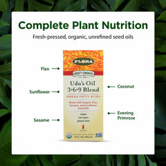 Flora UDO’s Oil dropper demonstrates easy dosing for flexible nutrition