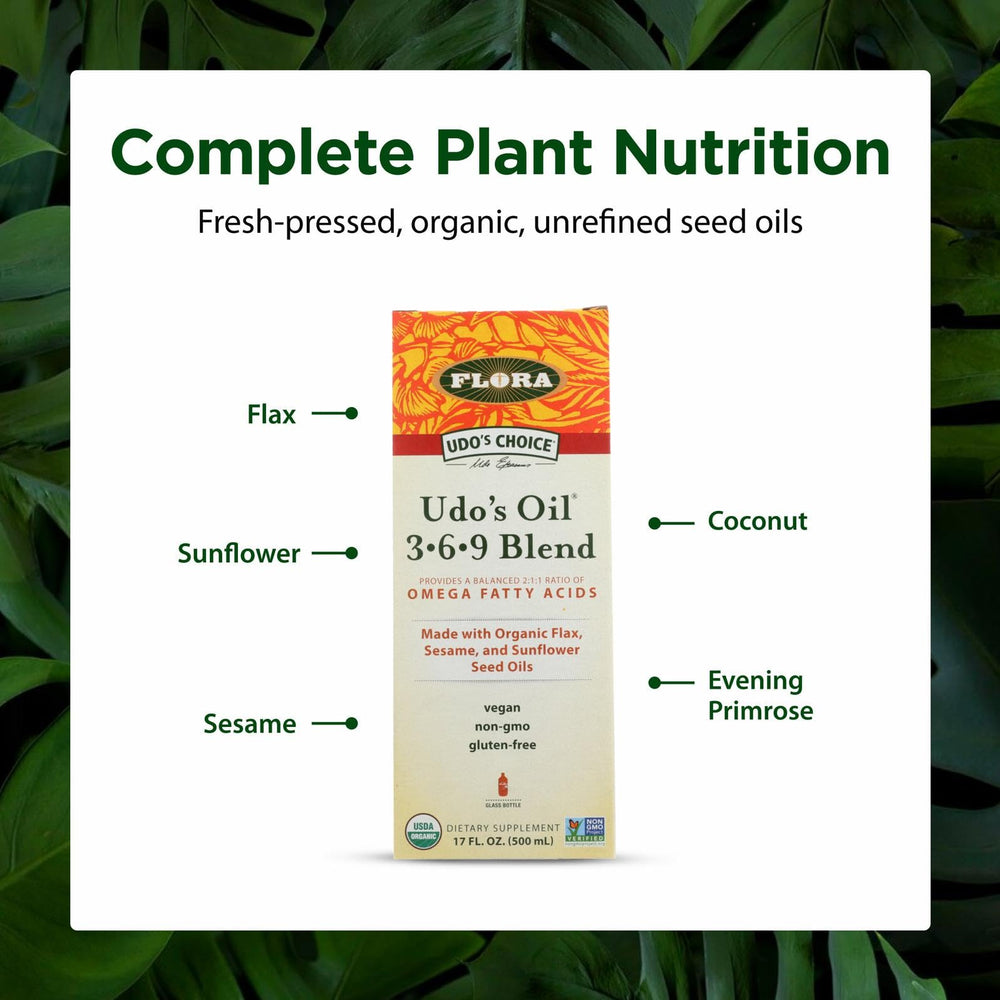 Nutty aroma and texture of Flora Udo's Omega 369 oil blend