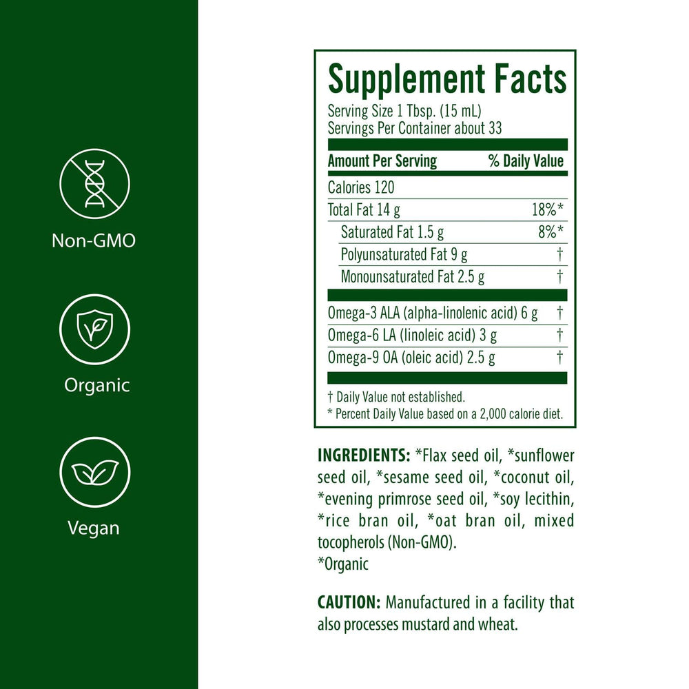 Flora Udo's Omega 369 oil blend pour spout ready for daily use