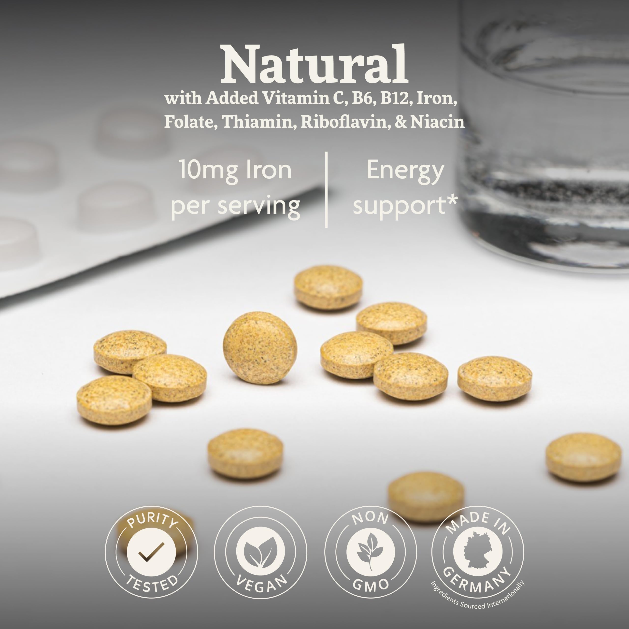 Floradix bottle shows ingredients including B vitamins and vitamin C