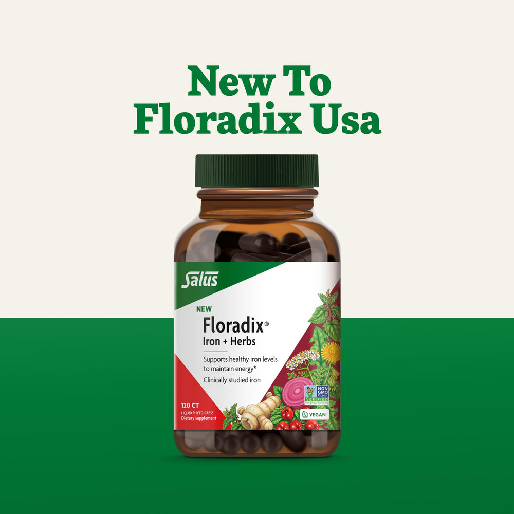 Floradix daily routine visual suggests consistent iron support.