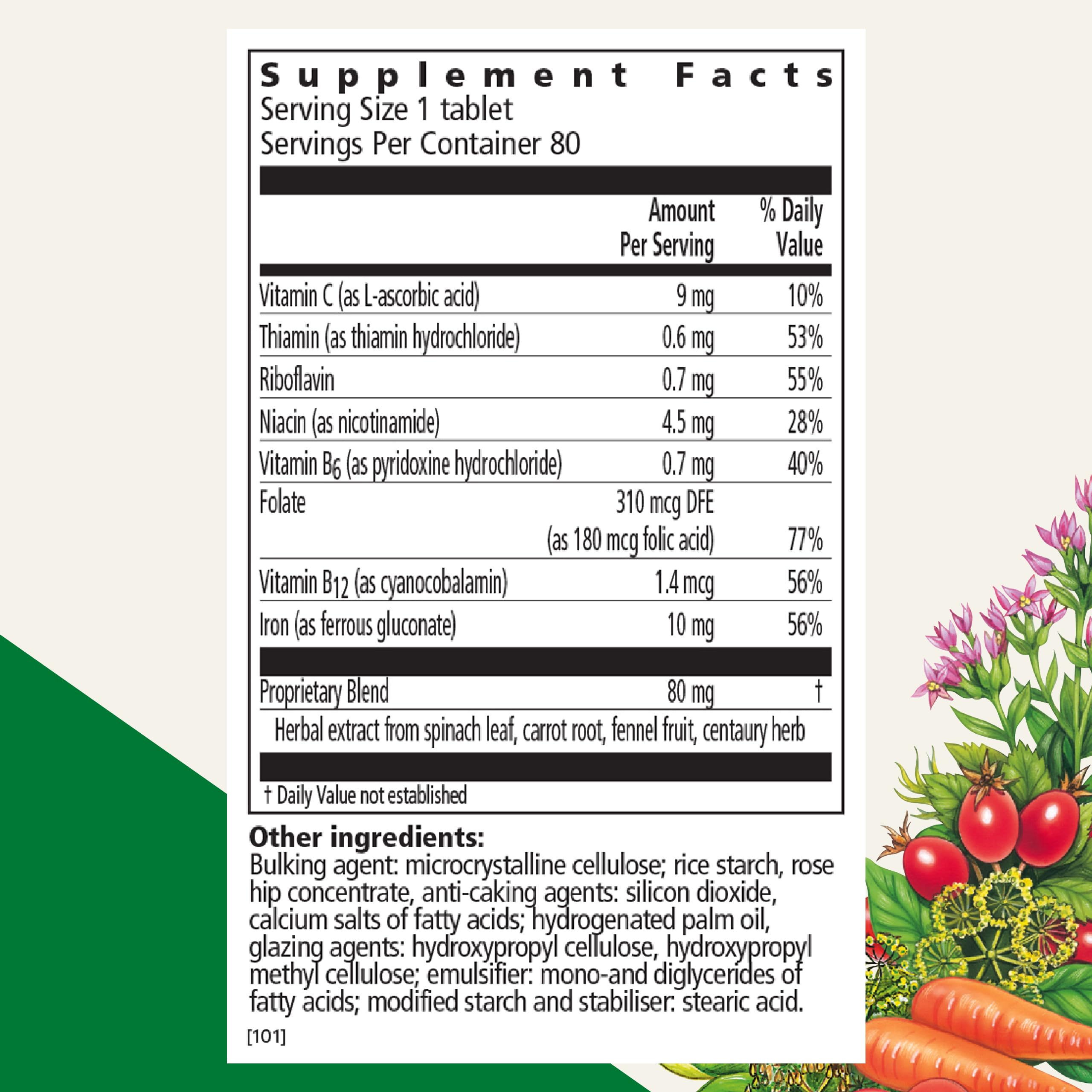 Close-up of Floradix iron tablets for convenient daily use