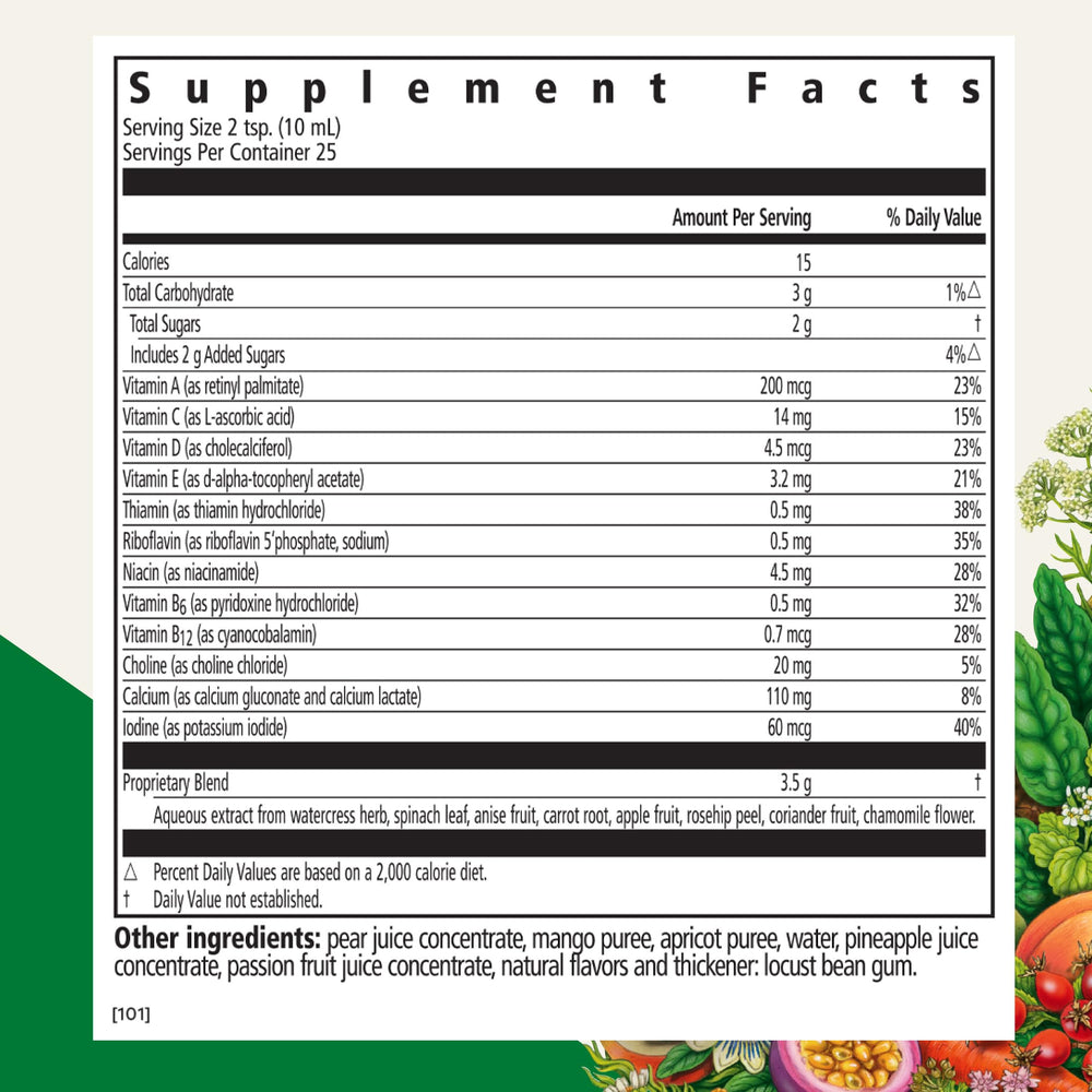 Floradix Kinder Love dosing spoon image suggests easy, measured servings for children