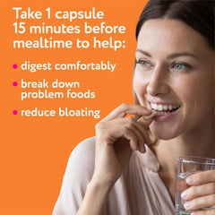 Florajen Digestive Enzymes capsules closeup highlighting compact daily capsules.
